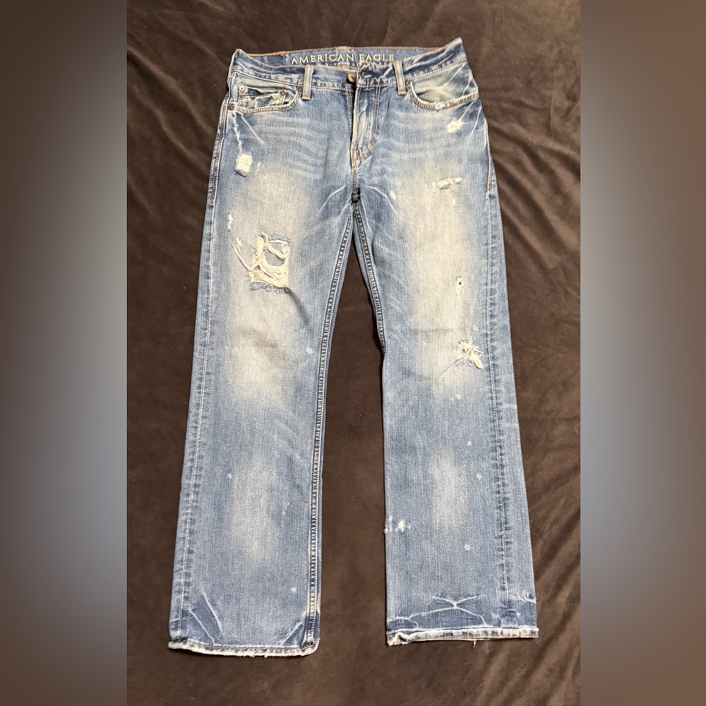 American Eagle Outfitters Low Rise Boot Blue Jeans